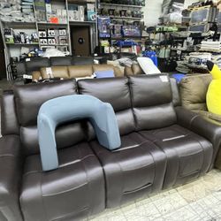 Leather 3-seats Recliner Couch