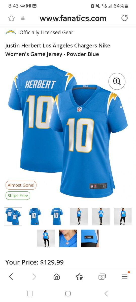 Justin Herbert Los Angeles Chargers Nike Women's Game Jersey