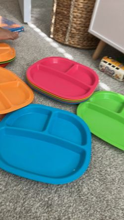 8 Piece Colorful Divided Kids Plates – BPA-Free Toddler Dinner Plates