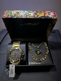 Men’s Ed Hardy Watch & Necklace