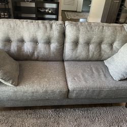 Blue Grey Rectangular Couch W Pillows