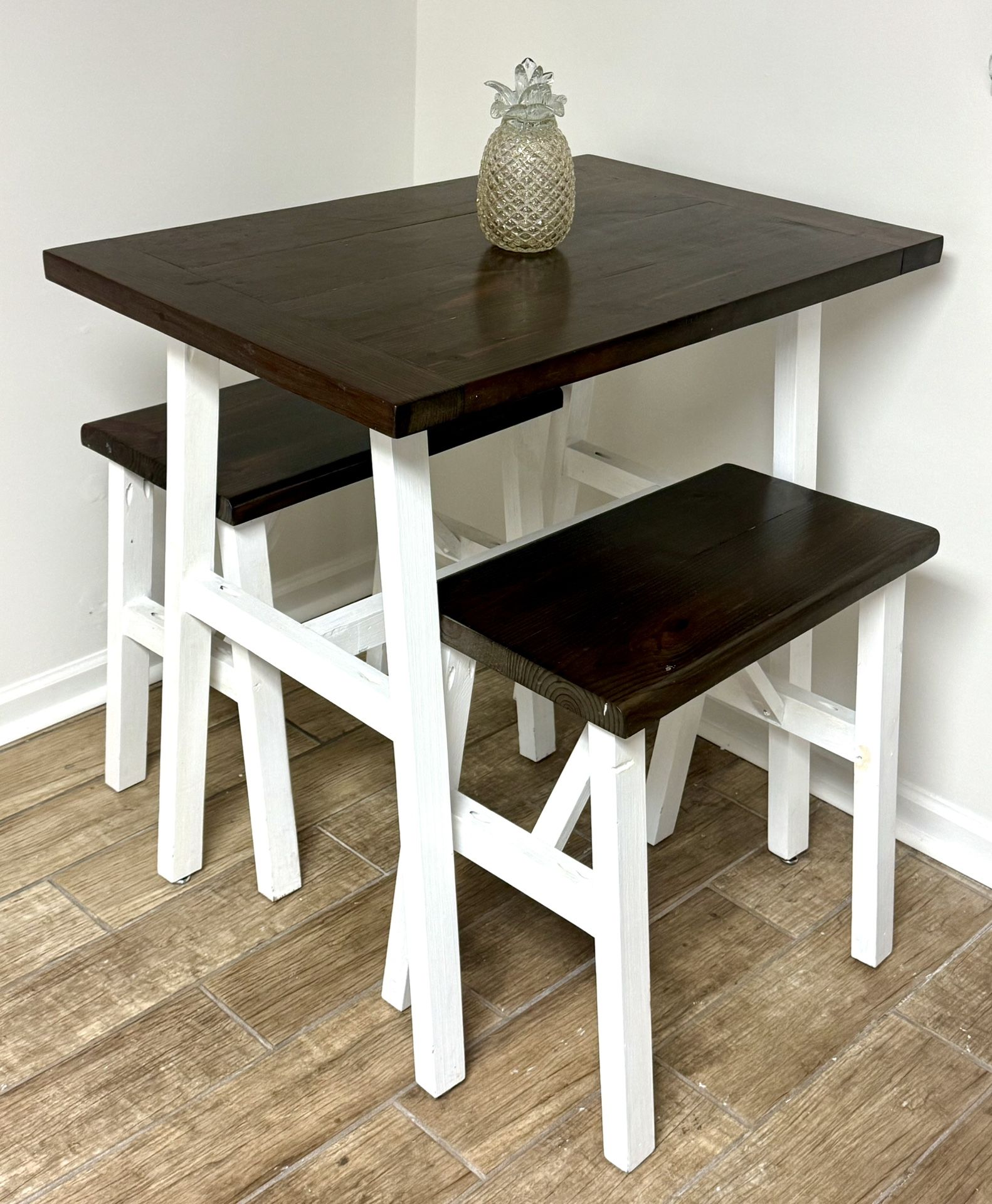 Solid Wood Small Table And Stools - Seats 4