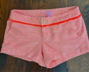 Lilly Pulitzer Walsh Short Papaya Tweed Orange Pink Size 0 Neon Fringe