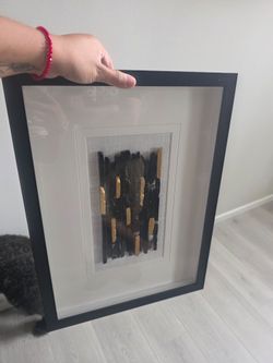 Handmade 3D Black Agate "Stick" Crystal Shadow Box Wall Art