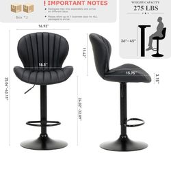 COLAMY Bar Stools Set of 2, Modern Swivel Bar Chairs, Adjustable Faux Leather Upholstered Barstools Counter Height with High Backrest for Bar, Kitchen