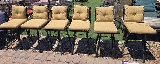 $500 ARIZONA IRON SWIVEL 6 CHAIRS WITH SUNBRELLA CUSHIONS