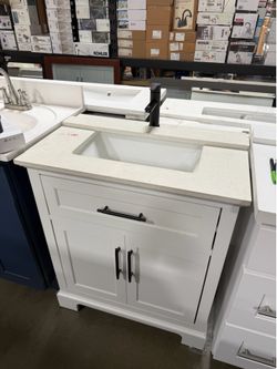 White 30” Vanity With Faucet