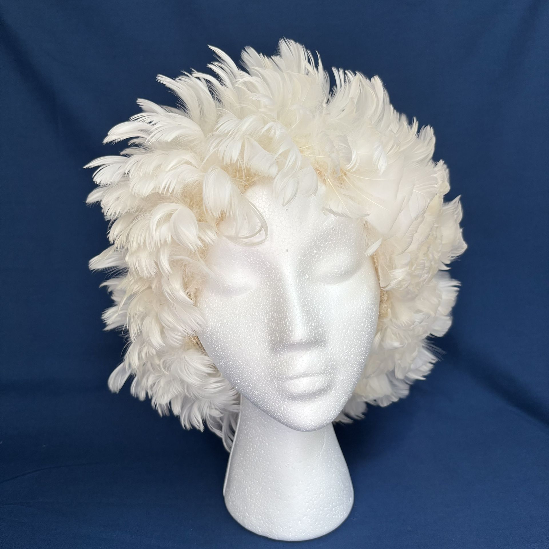 1960s White Feather Hair Roller Cap - Curler Cover