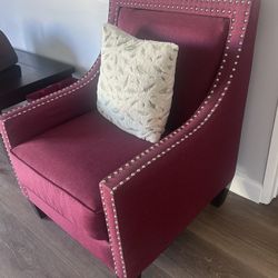 2 Red Chairs  W/ Pillows 