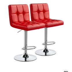 Yaheetech Bar Stools Set of 2, Adjustable PU Leather Swivel Barstools, Modern Counter Stools with Back and Footrest, Counter Height Barstools for Bar,