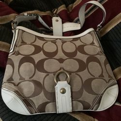 Beige White Brown Classic Coach