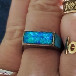 Sterling Opal Turquoise Rinh