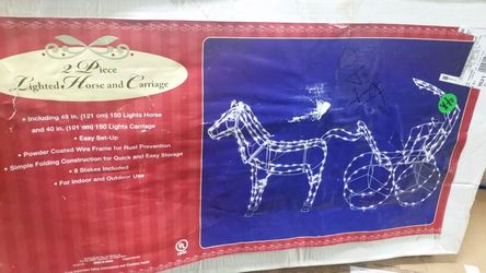 Brand new in box 2 piece lighted horse and carriage