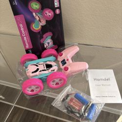 cosone Pink Remote Control Car for Girls - RC Stunt Cars with 4WD Double-Sided Driving 360° Flips Rotating, Off Road Remote Car Outdoor Toys for Kids 