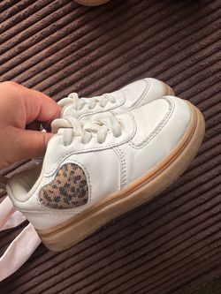 Old Navy White Toddler Sneakers with Leopard Heart Detail