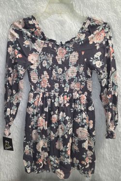 New Art Class Girls Floral Smocked Long Sleeve Dress M(7/8)