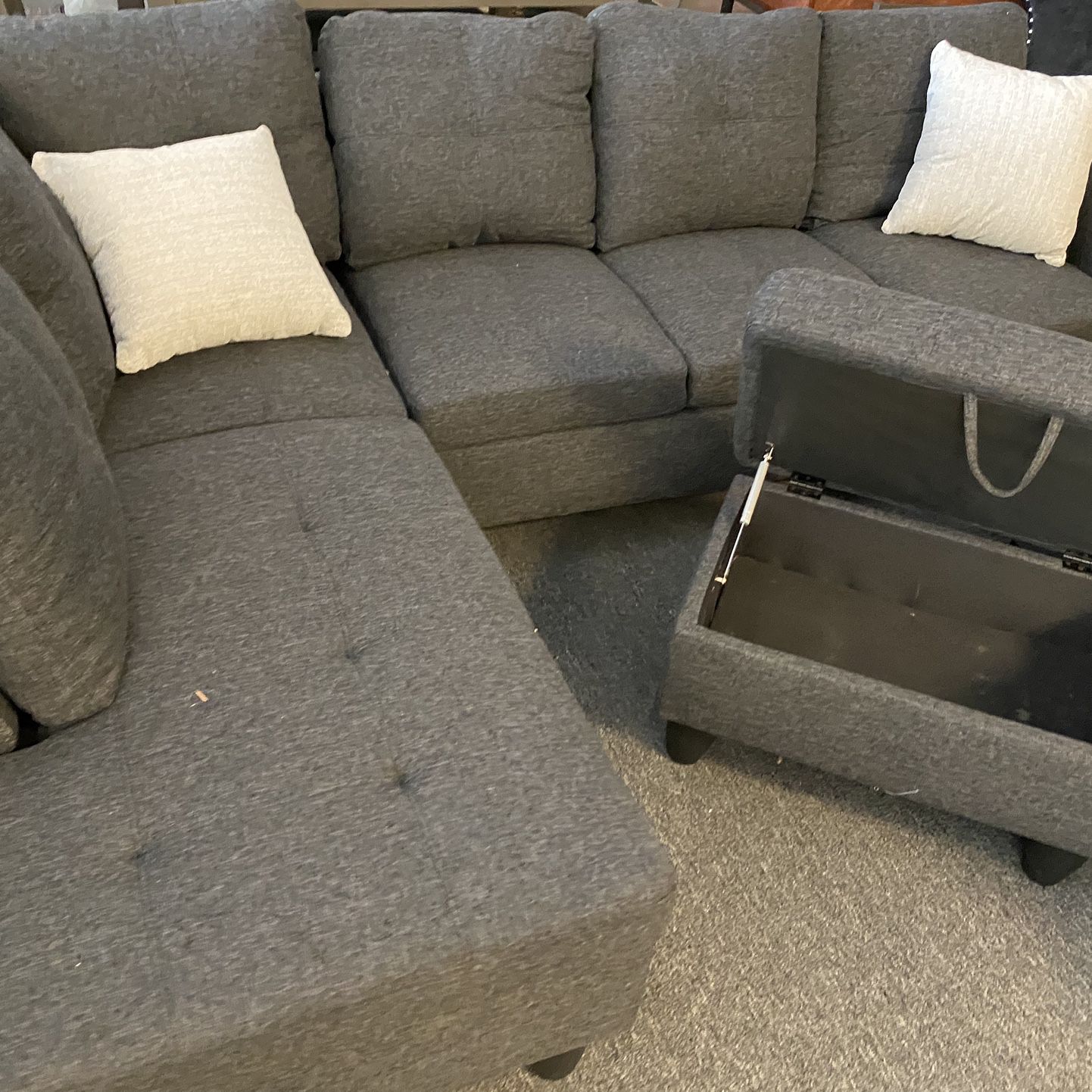 Fall Sale Starts Now! $399 Grey NEW Complete Sectional! Reversible  NEW Clearance Til Gone 3 Left  IN STOCK! NO WAIT