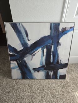 Abstract painting blue 39 in x 39 in