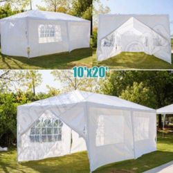 10×20 FT White Party Tent, Waterproof Outdoor Wedding Canopy with 6 Removable Sidewalls, Heavy Duty Gazebo Shelter for Patio, BBQ, Graduation & Events