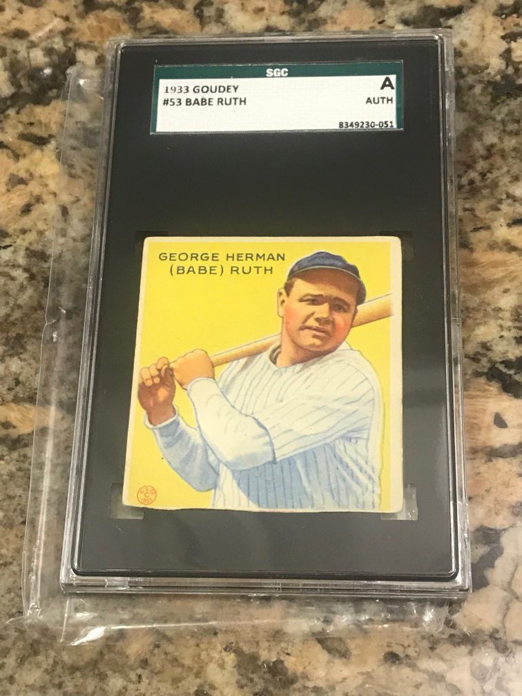 Babe Ruth 1933 goudey vintage baseball card SGC authenticated