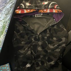 Bape Hoodie (dual Hood, Black And Purple)
