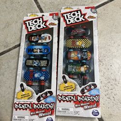 2 Tech Deck Bendy Boards 5 Piece Set, Rubberized Fingerboards with Working Wheels