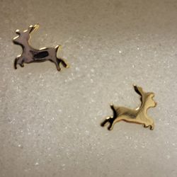 Reindeer Pierced Ear rings Gold Tone