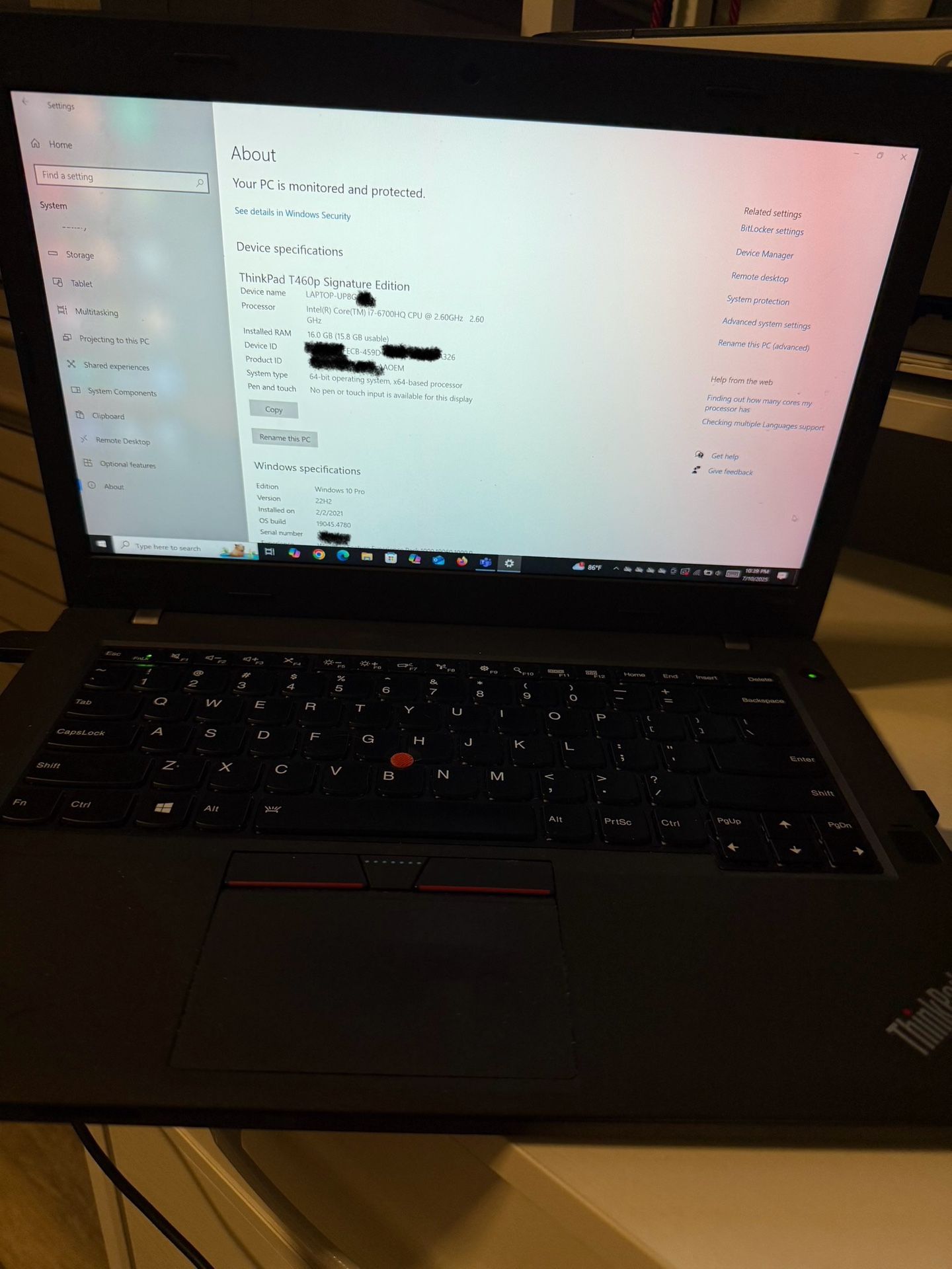 Lenovo ThinkPad T460p | i7-6820HQ | 16GB RAM | 512GB SSD | 14” FHD | Windows 10 Pro