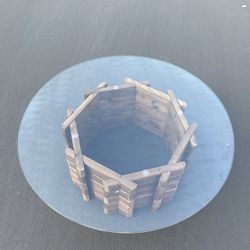 Brand New 35” Round Glass Coffee Table with Decorative Bucket 