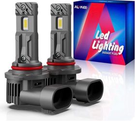 au-kee 9006 LED Headlight Bulbs Upgraded 1:1 Mini Size 400% Brighter 6000K Cool White with Fan HB4 Conversion Kit Halogen Replacement Wireless Plug an