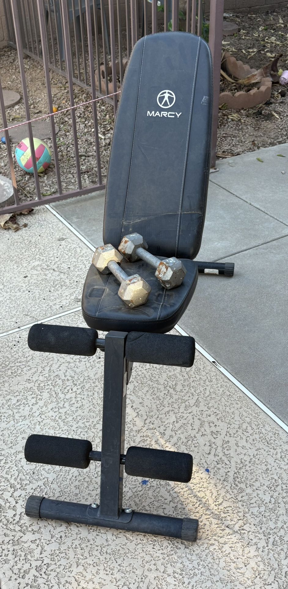 Weight bench and 2x10 pound dumbbells
