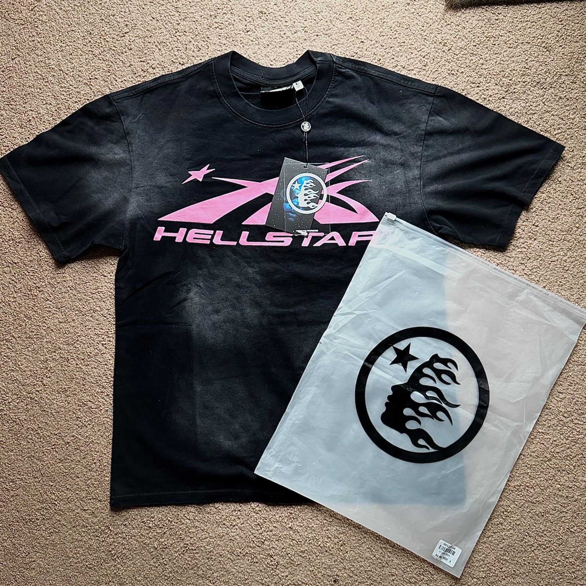 Hellstar pink and black shirt, size S (Brand New)
