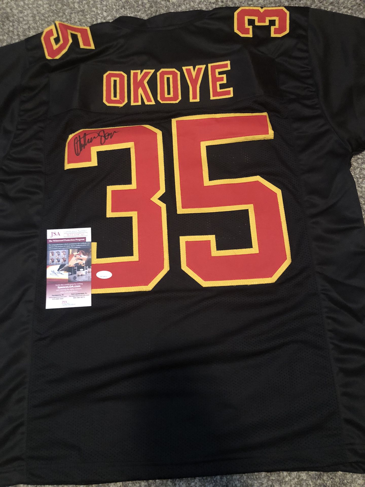 Signed Christian Okoye Custom Jersey - JSA Authenticated - Kansas City Chiefs Autograph 