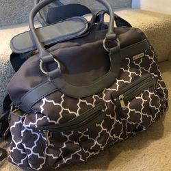 JJ Cole Gray Trellis Satchel Diaper Bag