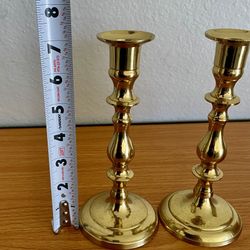 Vintage Solid Brass Candlestick Candleholders.  Made in India. Set of 2