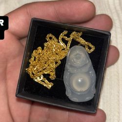 Gold Franco 925 Gold Over Silver Italy Chain And 10k Buddha 