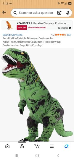 Blow up dinosaur costume