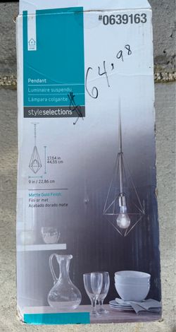 New! allen + roth Palmsley 1 -Light Soft Gold Transitional Metal Geometric Mini Hanging Pendant Light