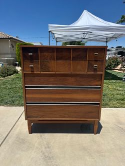 Mid-Century Modern Walnut Wood Highboy