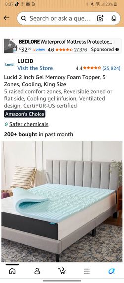Lucid 2 Inch Gel Memory Foam Mattress Topper King