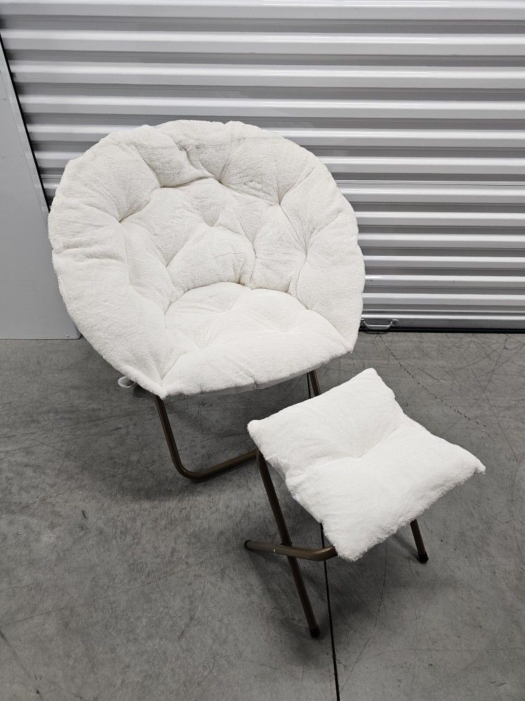 Saucer Chair And Folding Footrest Stool Set