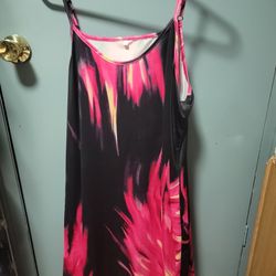 1 Xlarge Pink, Black With A Splash Of Yellow Maxi Dress