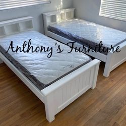White Twin Bed With Mattress