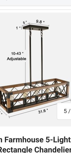 Modern Farmhouse 5-light Wooden Cage ( Chandelier )