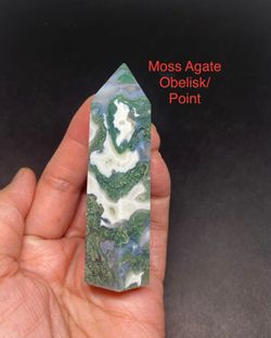 Moss Agate Genuine Stone Obelisk/Point 91.9g