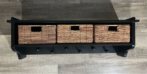 Pier 1 Imports Holtom Wall Shelf with Storage — Rubbed Black