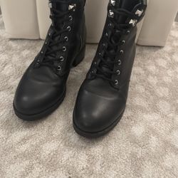 Michael Kors Black Combat Leather Boots