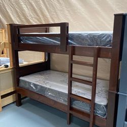 Bunk Bed Pinewood Mattress Deluxe Brand Include Twin Over Twin 