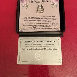 Bonus Mom Sterling Heart  Necklace