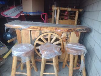 Rustic Bar With Chairs